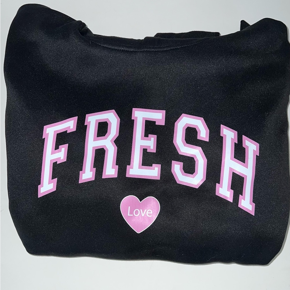Fresh Dark Gray Hoodie with Pink FRESH and HEART Accent  XL - Picture 3 of 6